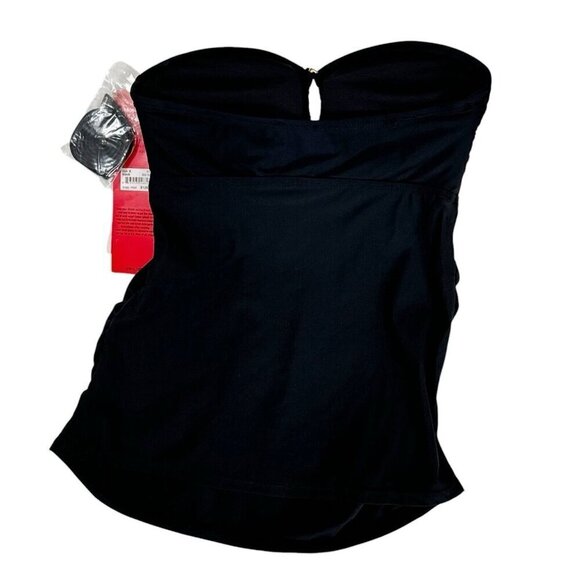 Spanx Women's 6 Convertible Loop Cutout Tankini Swim Top Black New - Picture 2 of 16